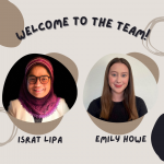 Picture of Israt and Emily on a photo that says "Welcome to the Team"